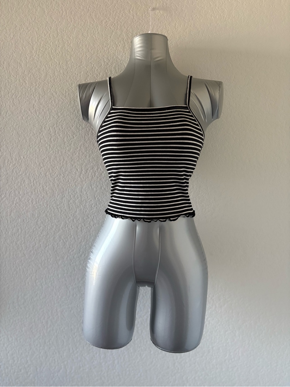 Heart & Hips Black and White Striped Ribbed Cami